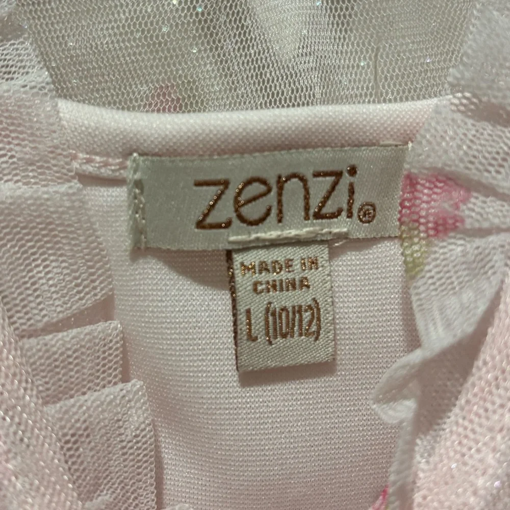 Zenzi Sleeveless Floral Tulle Dress Blush Pink Girls Large 10-12 Easter Spring - Picture 10 of 11